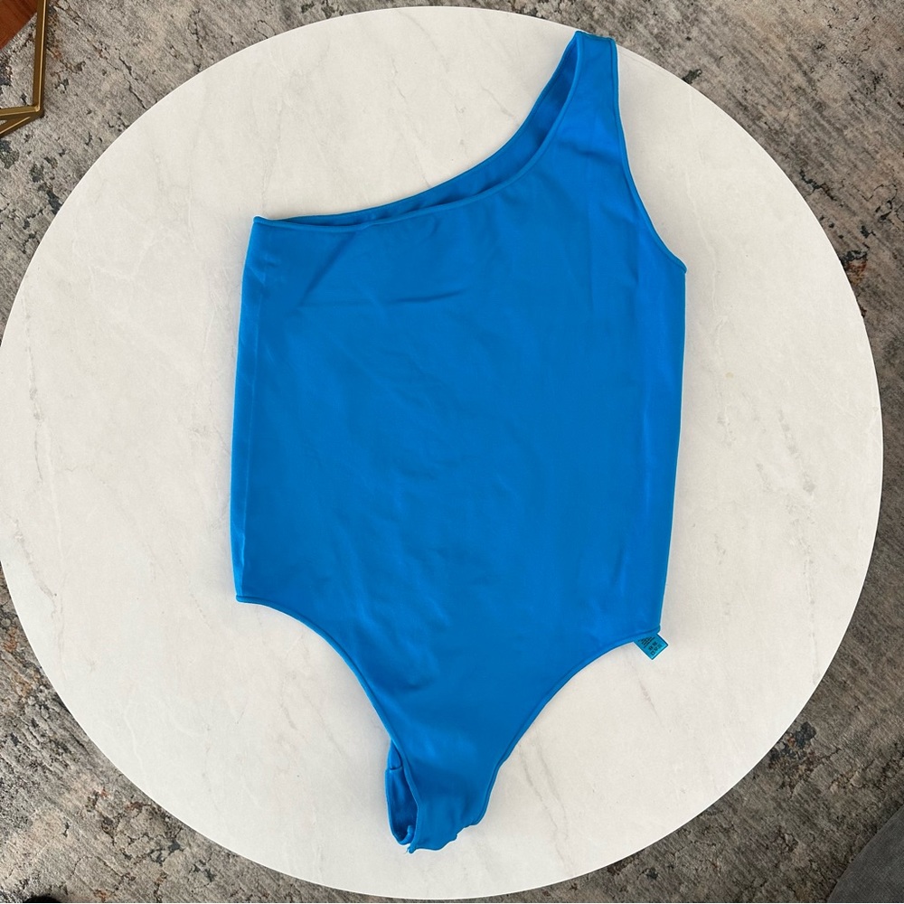 Skims One Shoulder Blue Bodysuit. Size L/XL